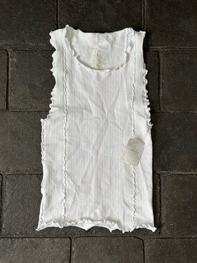 Free People Better this way tank top lettuce edge trim white XS/S NWT